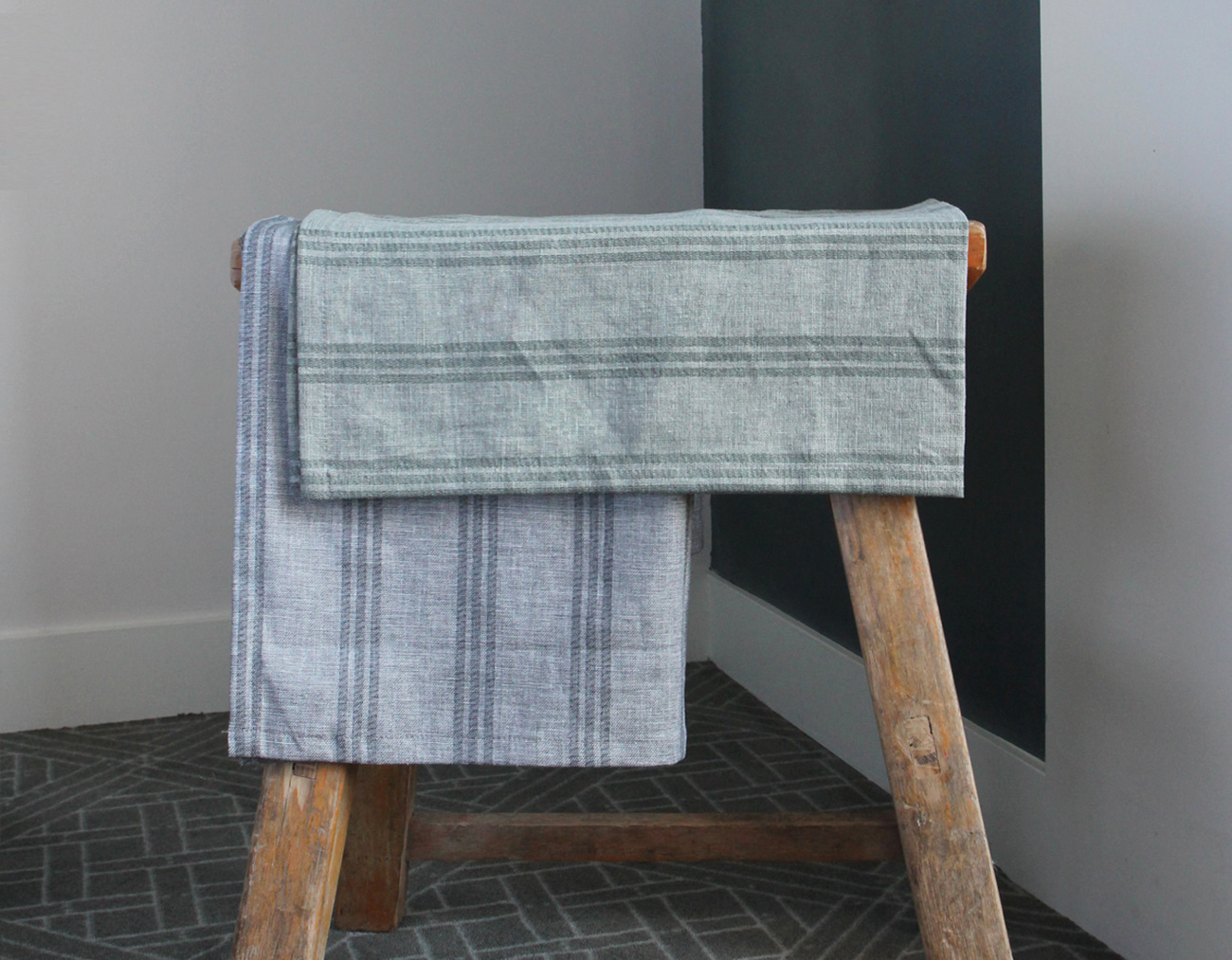 STRIPE PLACEMAT SET _GREEN/BLUE